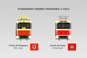 Standard color schemes for tramway TATRA T3